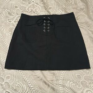 Black Lace Up Gothic Mini Skirt